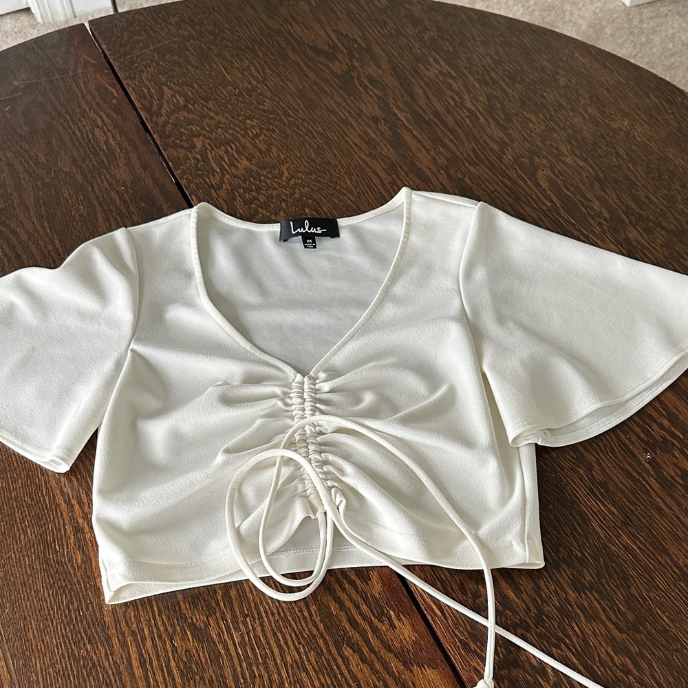 Lulu's Cream Ruched Blouse